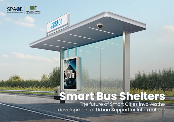 Minimalist Outdoor Bus Shelter with Flat Roof and Glass Back Panel Minimalist Outdoor Bus Shelter with Flat Roof and Glass Back Panel