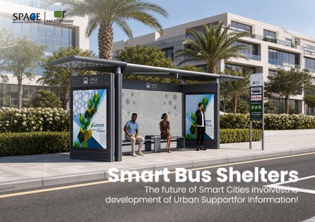 Modular Bus Shelter with Double Advertising Light Boxes and Glass Panels
