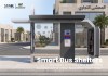 Modern Glass Bus Shelter with Advertising Lightbox and Route Sign