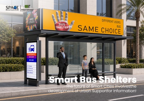 Large Advertising Bus Shelter with Roof Billboard and Digital Route Display