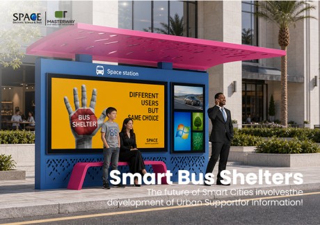 Modern Smart Bus Shelter with LED Advertising Display and Digital Information Screen