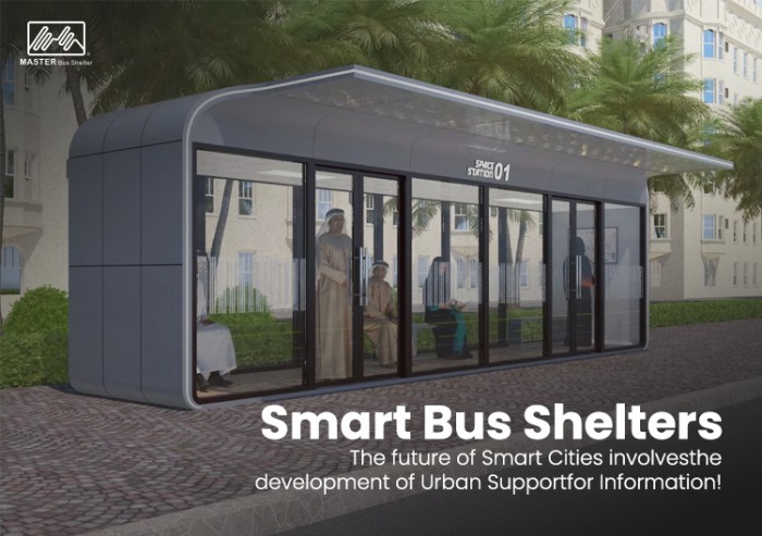 Enclosed Smart Bus Shelter with Sliding Glass Doors
