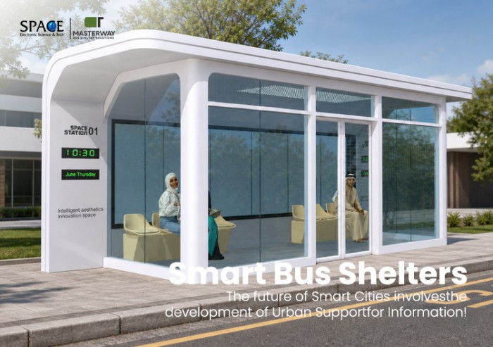 Modern Enclosed Smart Bus Shelter with Glass Waiting Room