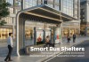 Futuristic Smart Bus Shelter with LED Lighting and Advertising Displays Futuristic Smart Bus Shelter with LED Lighting and Advertising Displays