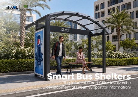 Arched Roof Bus Shelter with Advertising Light Box and Glass Windscreen