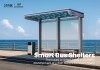 Decorative Roof Outdoor Bus Shelter with Glass Walls and Seating