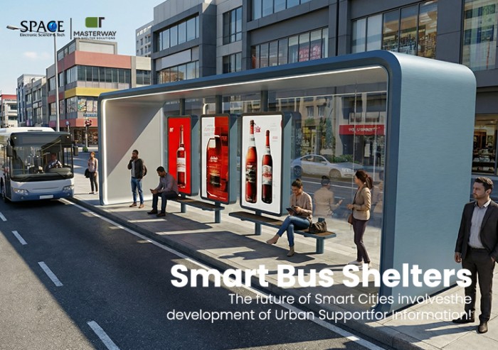 Modern Enclosed Advertising Bus Shelter with Multiple Light Boxes