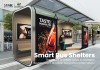 Modern Enclosed Bus Shelter with Advertising Light Boxes and Transparent Roof Modern Enclosed Bus Shelter with Advertising Light Boxes and Transparent Roof