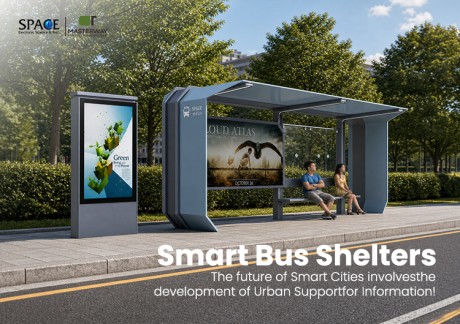 Modern Bus Shelter with Advertising Lightbox and Independent Poster Display