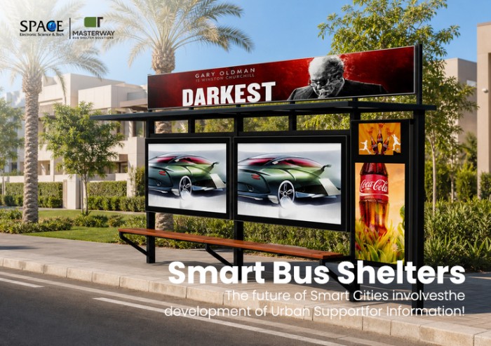 Outdoor Advertising Bus Shelter with Billboard and Light Boxes | Masterway