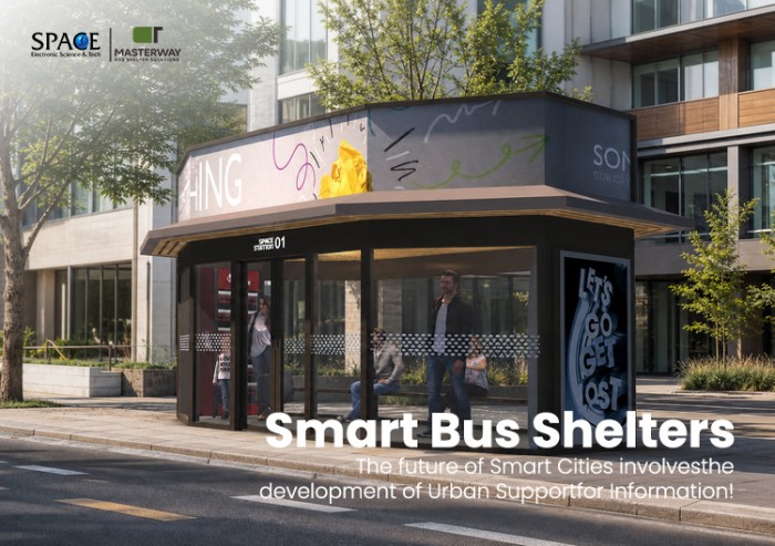 Enclosed Smart Bus Shelter with Rooftop Advertising Light Box