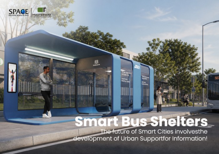 Futuristic Smart Bus Shelter with Digital Display and LED Lighting | MASTERWAY Bus Shelter Manufacturer