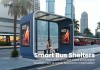 Curved Frame Outdoor Bus Shelter with Integrated Advertising Panel and Seating Curved Frame Outdoor Bus Shelter with Integrated Advertising Panel and Seating