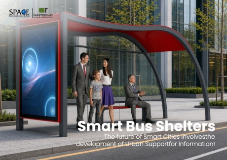 Modern Curved Roof Bus Shelter with Advertising Light Box and Glass Panel