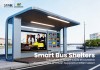 Solar Powered Smart Bus Shelter with Advertising Displays and LED Lighting