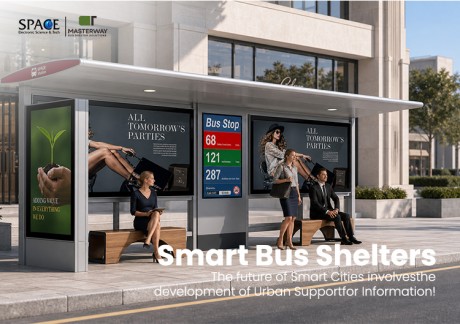 Modern Advertising Bus Shelter with Integrated Poster Light Boxes