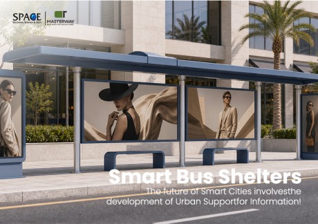 Modern Modular Bus Shelter with Advertising Light Boxes and Seating Benches