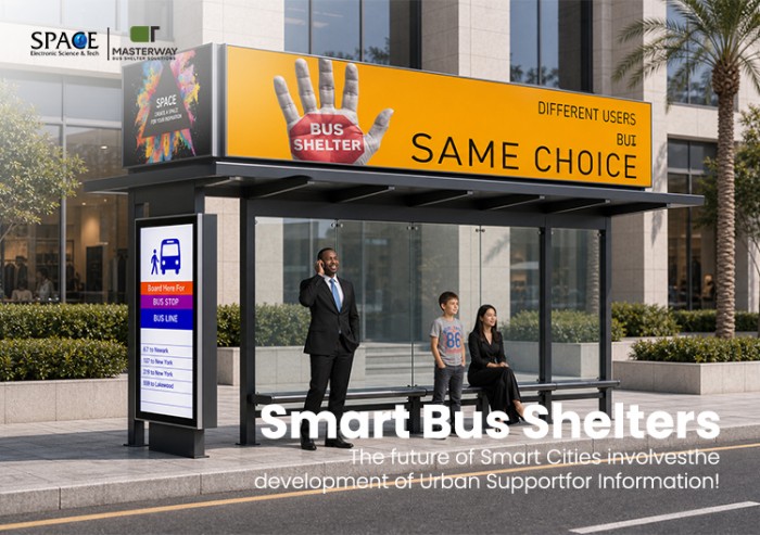 Large Advertising Bus Shelter with Roof Billboard and Digital Route Display Large Advertising Bus Shelter with Roof Billboard and Digital Route Display