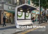 Modern Rounded Smart Bus Shelter with Dual Advertising Displays