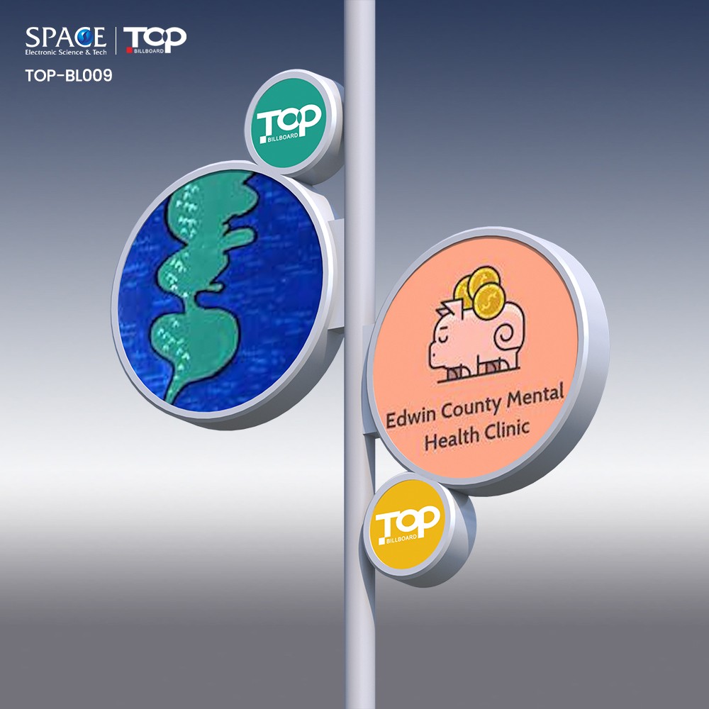 Lamp Pole Light Box Double Sides Street Advertising Led Fabric Light