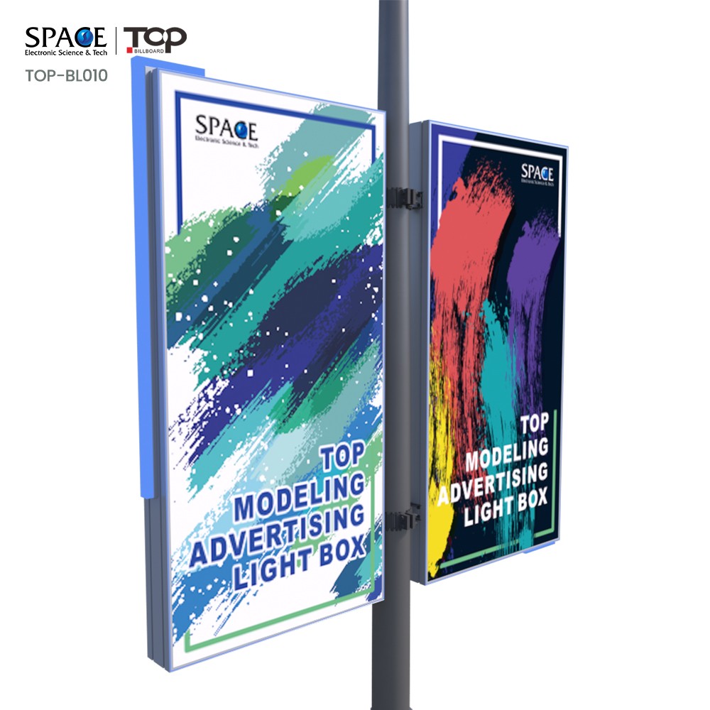 Lamp Pole Light Box Fabric Light box Illuminated Sign Board Double ...