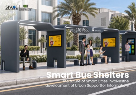 Modular Smart Bus Shelter with Digital Advertising Displays