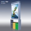 Stable Solar Power Panel Lightbox Scrolling Advertising Outdoor Light Boxes With Metal Trash Bins