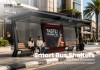 Modern Steel Bus Shelter with Advertising Lightbox and Bench Seating Modern Steel Bus Shelter with Advertising Lightbox and Bench Seating