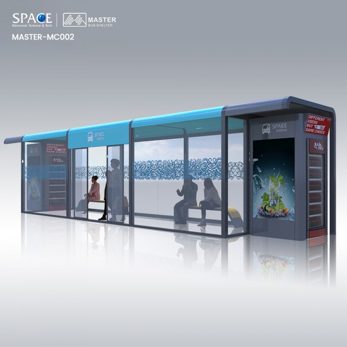 Customized Smart Solar Powered A/C Closed Advertising Bus Stop Shelter Station