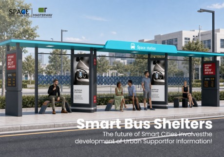 Modular Smart Bus Shelter with Digital Advertising Displays