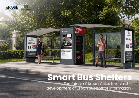 Double Bay Modular Bus Shelter with Advertising Kiosk