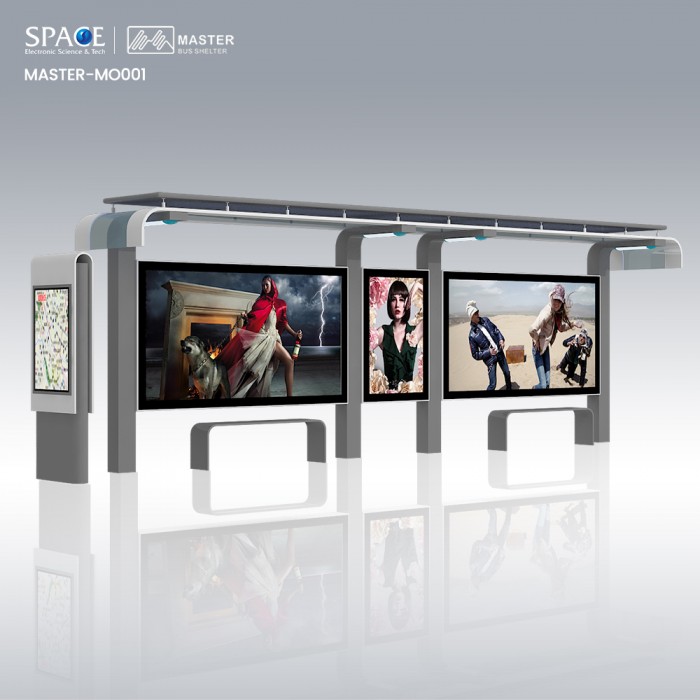Customized Size Color Outdoor Bus Station Sign Billboard Solar Waiting Booth