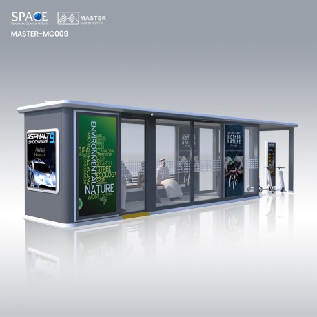 Customized Advertising Galvanized Steel Closed Bus Shelter with Bench Smart Bus Shelter