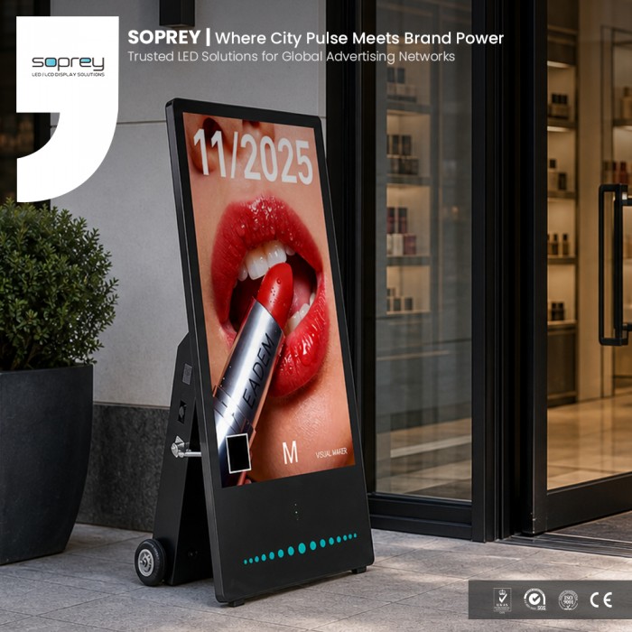 43 Inch Outdoor Portable LCD Poster Screen High Brightness Digital Signage Display for Retail Advertising