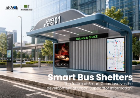 Curved Smart Bus Shelter with Advertising Display | Masterway