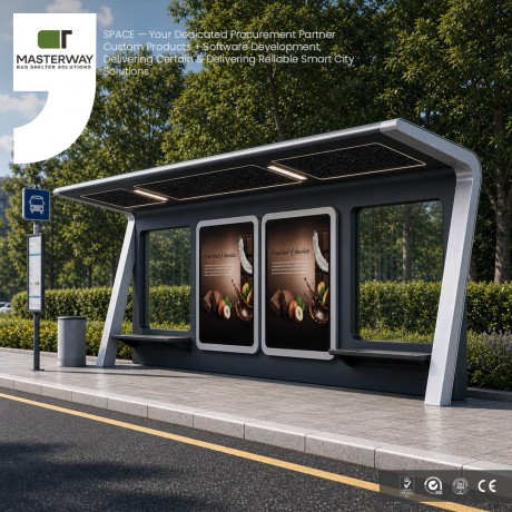 Modern Modular Bus Shelter with Advertising Light Box | Masterway