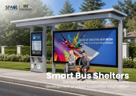 Outdoor Bus Shelter with Large Advertising Display | Masterway