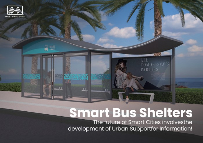 Enclosed Glass Bus Shelter with Curved Roof and Advertising Lightbox