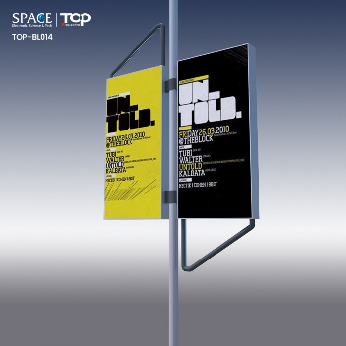 Two faces static banner advertising lamp post light box