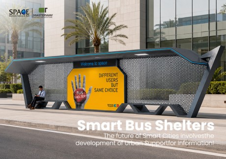 Perforated Metal Bus Shelter with Backlit Advertising Display