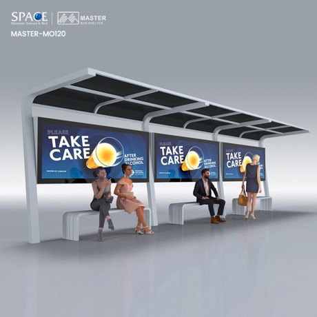 Customized Metal Bus Stop Kiosk Shelter Bench Design