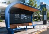 Modern Curved Bus Shelter with Integrated Advertising Display and Bench Modern Curved Bus Shelter with Integrated Advertising Display and Bench