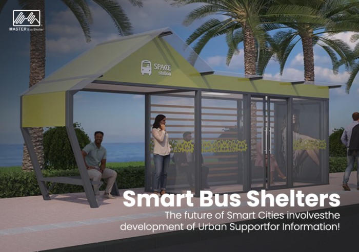 Modern Enclosed Glass Bus Shelter with Advertising Panel Modern Enclosed Glass Bus Shelter with Advertising Panel