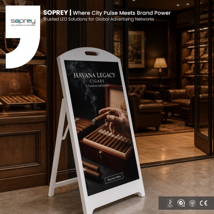 43 Inch Indoor Portable LCD Poster Screen A-Frame Digital Signage Display for Shops and Restaurants