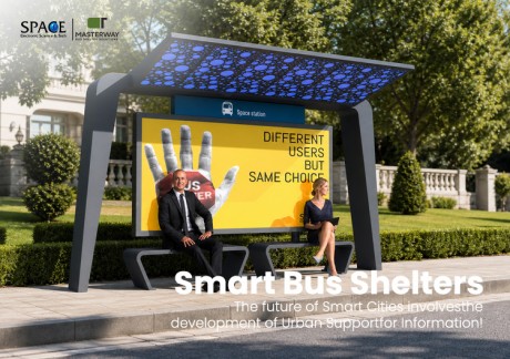 Modern Bus Shelter with LED Canopy and Advertising Light Box