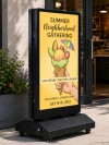 55 Inch Outdoor Double Sided LCD Poster Screen High Brightness Portable Digital Signage Display with Wheels