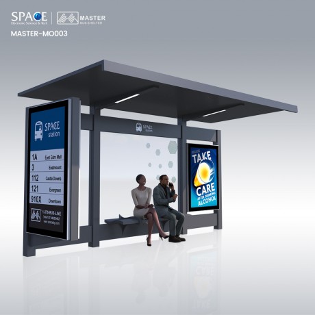 Good quality City Public Modern Stainless Steel Customized Bus Stop Shelter with Vending machine