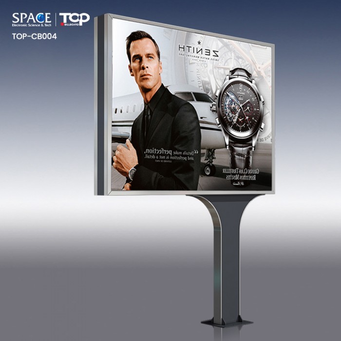 Outdoor middle size tri-vision billboard with unipole