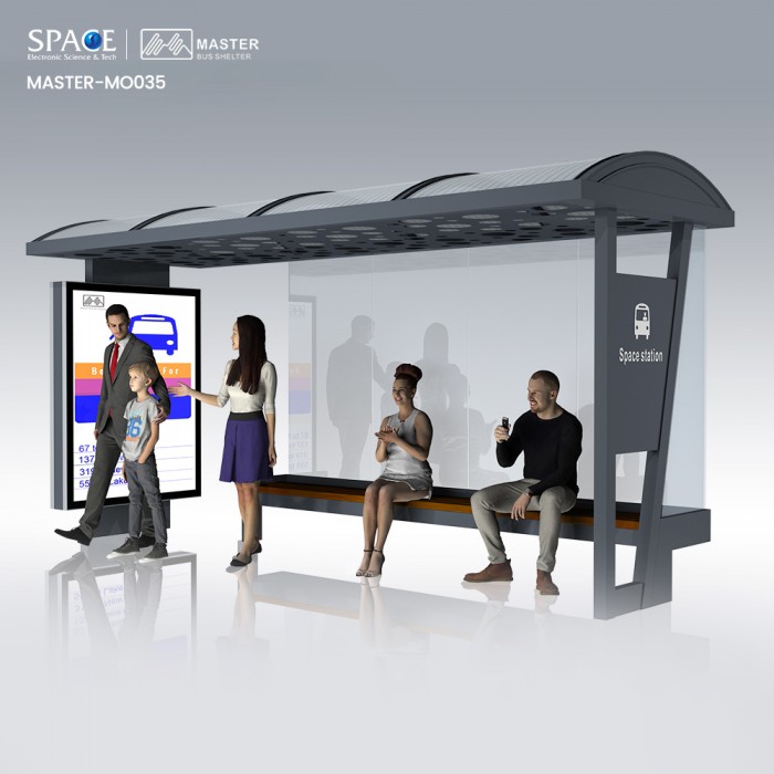 Best Designed modern city furniture customized bus stop shelter with scrolling light box advertising