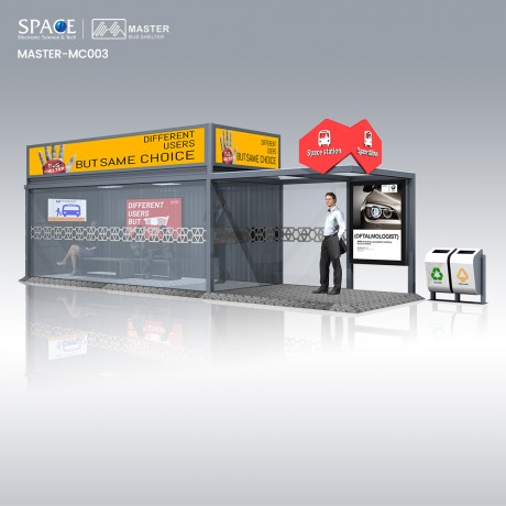 Customized Stainless Steel Bus Shelter Air Conditioner Bus Shelter With Advertising Light Box